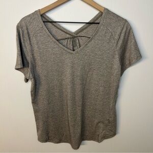 Royal Robbins Brown/Gray Heather Double V Neck Standard Fit T-Shirt, Size Medium